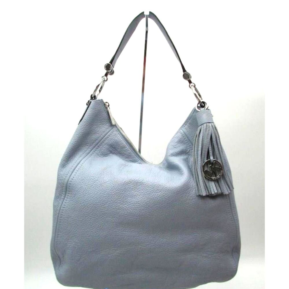 New with defect Michael Kors "Frances" Pale Blue Pebble Leather XL Shoulder Bag